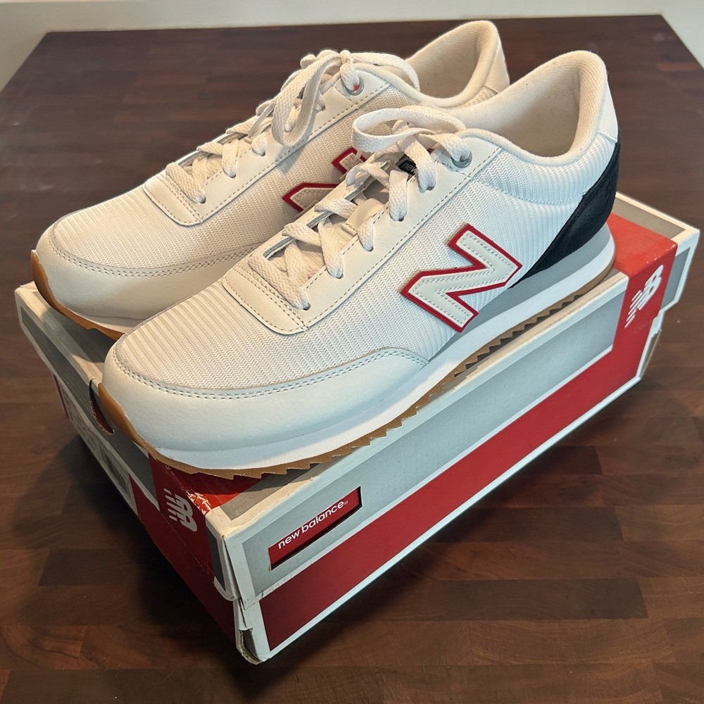 New Balance White and Red Sneakers Classic Design